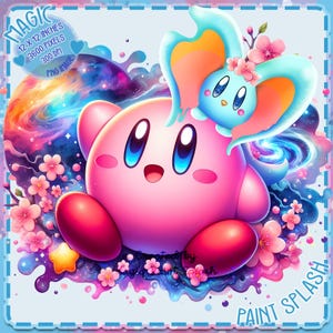 Kirby und Elfilin Galaxy Aquarell Splash, Clipart-Bilder, Grafiken und Kunstwerke, Regenbogen Ästhetik, PNG niedliche Charakterbilder