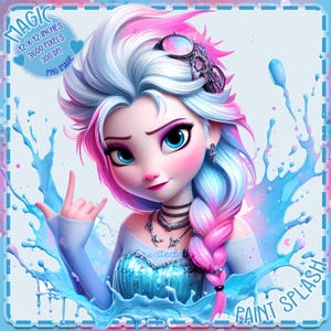 Elsa Punk Rock Aquarell Splash, Clipart-Bilder, Grafiken und Kunstwerke, Regenbogen Ästhetik, PNG Cute Princess Bilder