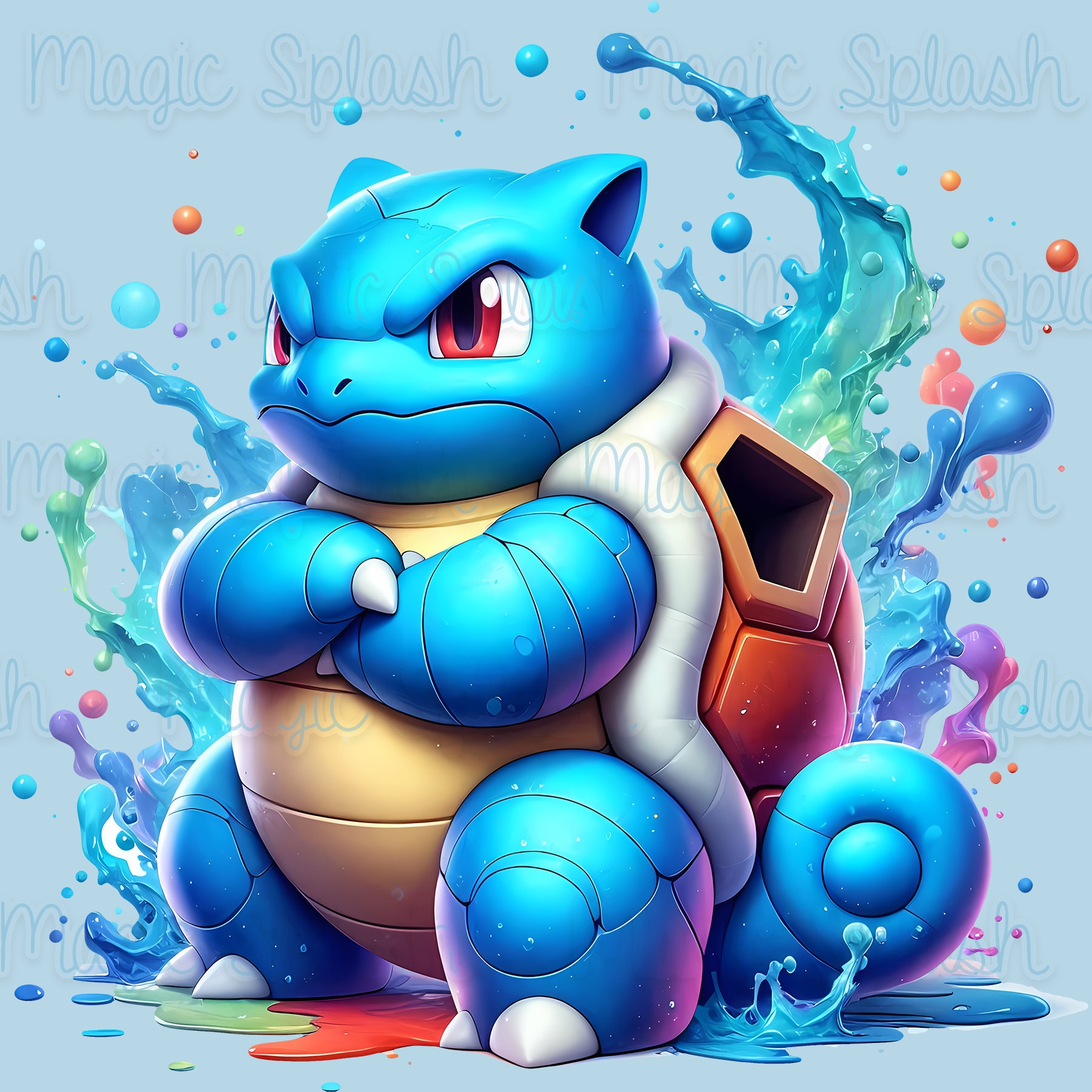 カメックスの水彩画スプラッシュ PNG、レインボーモンスターのクリップ