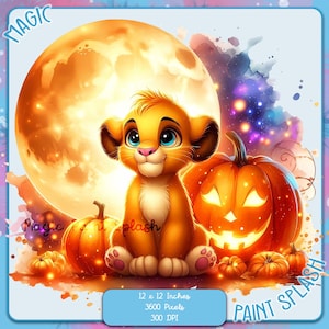 Simba Halloween, arquivo PNG de respingo de aquarela, imagens de clipart, gráficos e arte, estética do arco-íris, imagens de personagem fofo PNG