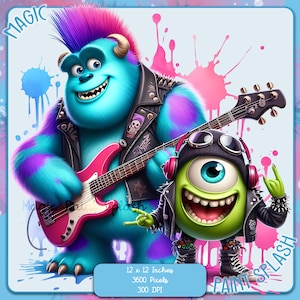 Monsters Punk Rock Aquarell Splash, Clipart-Bilder, Grafiken und Kunstwerke, Regenbogenästhetik, PNG süße Charakterbilder