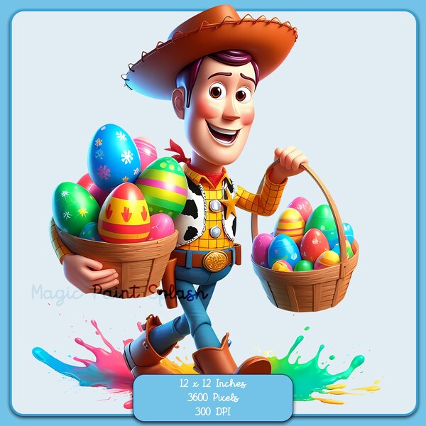 Woody Easter Watercolor Splash, Clipart Images, Graphics and Artwork, Rainbow Aesthetic, PNG Toy Movie Images