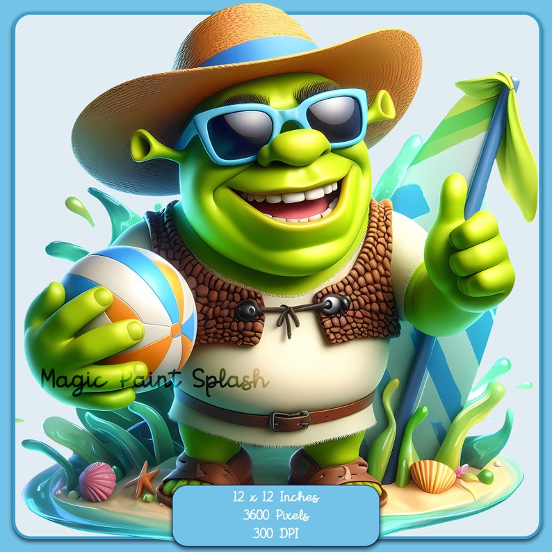 Summer Shrek Watercolor Splash, Clipart Images, Graphics and Artwork