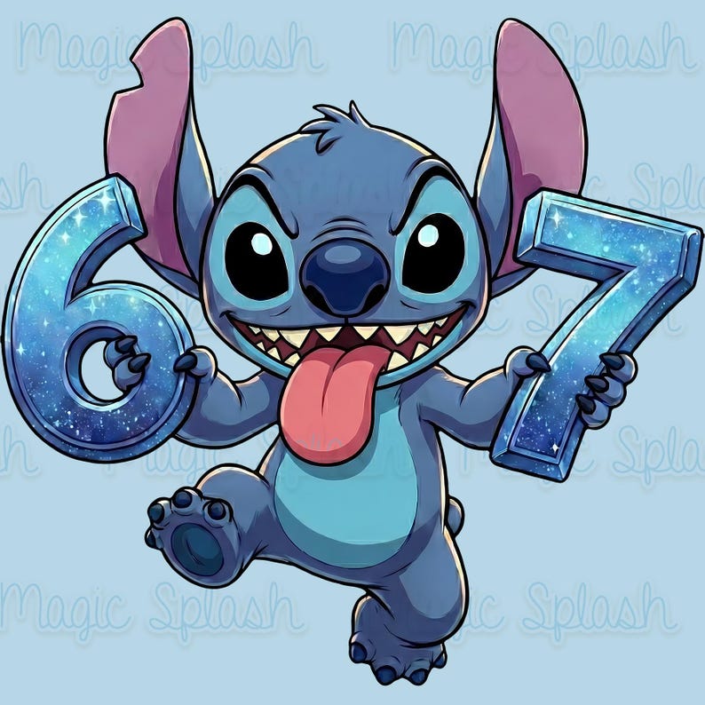 Stitch 6 7 Trend PNG | Funny Birthday Clipart | Galaxy Numbers ...