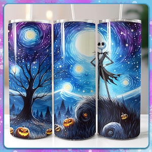Envoltorio para vaso de 20 oz de Jack's Starry Night, diseño de vaso, envoltorios de sublimación, imágenes PNG de personajes lindos, archivo de descarga digital