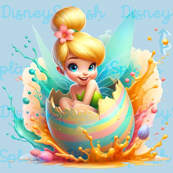Tinkerbell Easter Egg Clipart: Watercolor Splash PNG (digital
