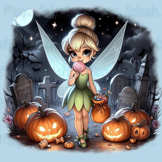 Halloween Tinkerbell PNG: Watercolor Fairy Clipart (digital