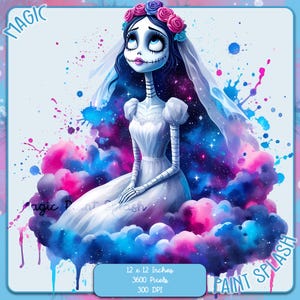 Images clipart Emily nuages aquarelle, graphiques et oeuvres d'art, esthétique arc-en-ciel, images PNG de jolies mariées Halloween