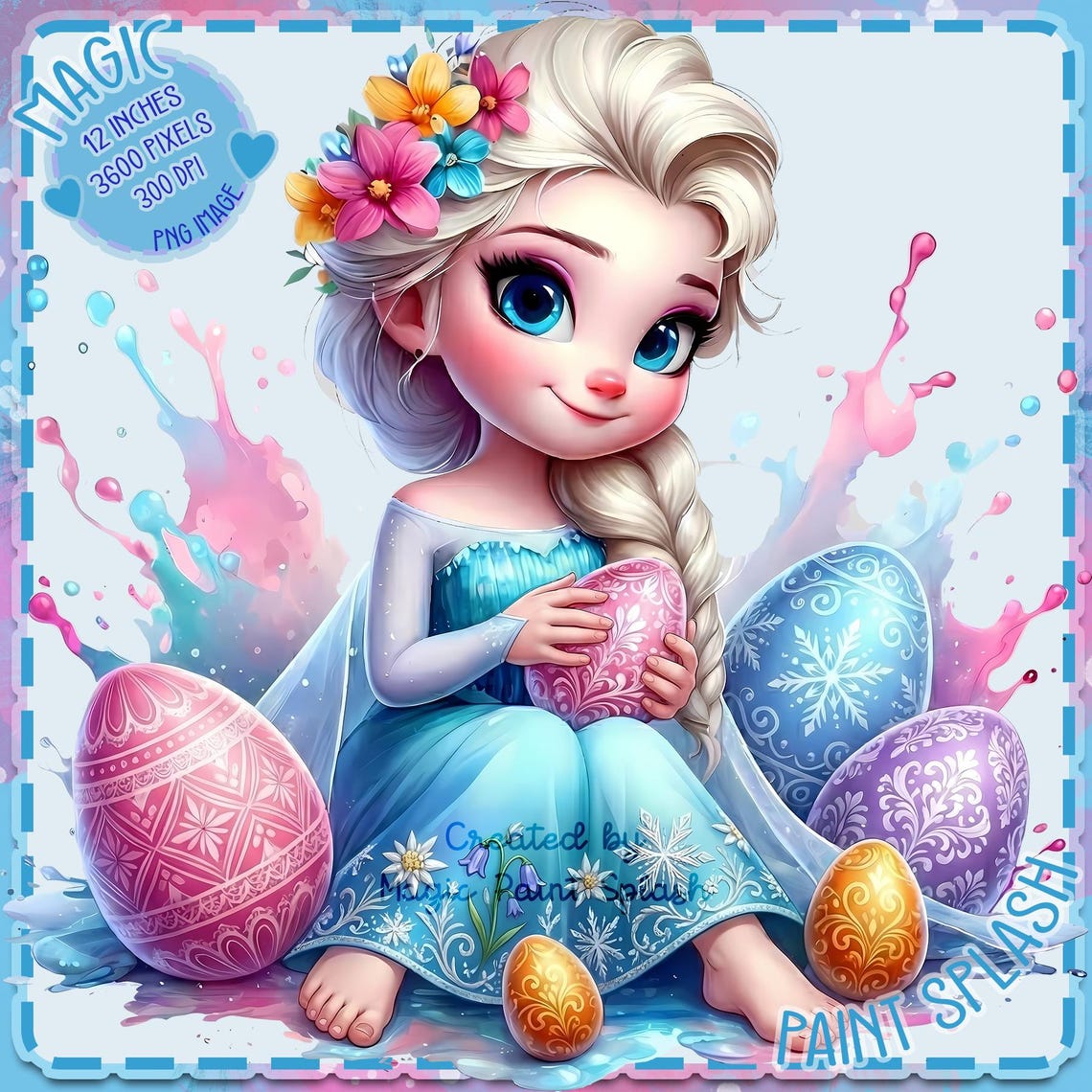 Easter Elsa | Ice Princess PNG | Cute Girl Clipart | 12″ 300 DPI Pastel ...