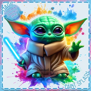 Grogu Watercolor Splash, imagens clipart, gráficos e obras de arte, estética do arco-íris, imagens PNG fofas de Galaxy Wars
