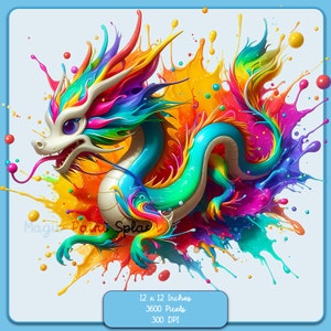 Respingo de aquarela de dragão arco-íris, imagens clipart, gráficos e obras de arte, estética de arco-íris, imagens de animais PNG, clipart do ano do dragão