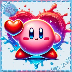 Salpicadura de acuarela de Kirby Valentine, imágenes prediseñadas, gráficos y obras de arte, estética de arcoíris, imágenes PNG de personajes lindos, tarjeta del día del amor