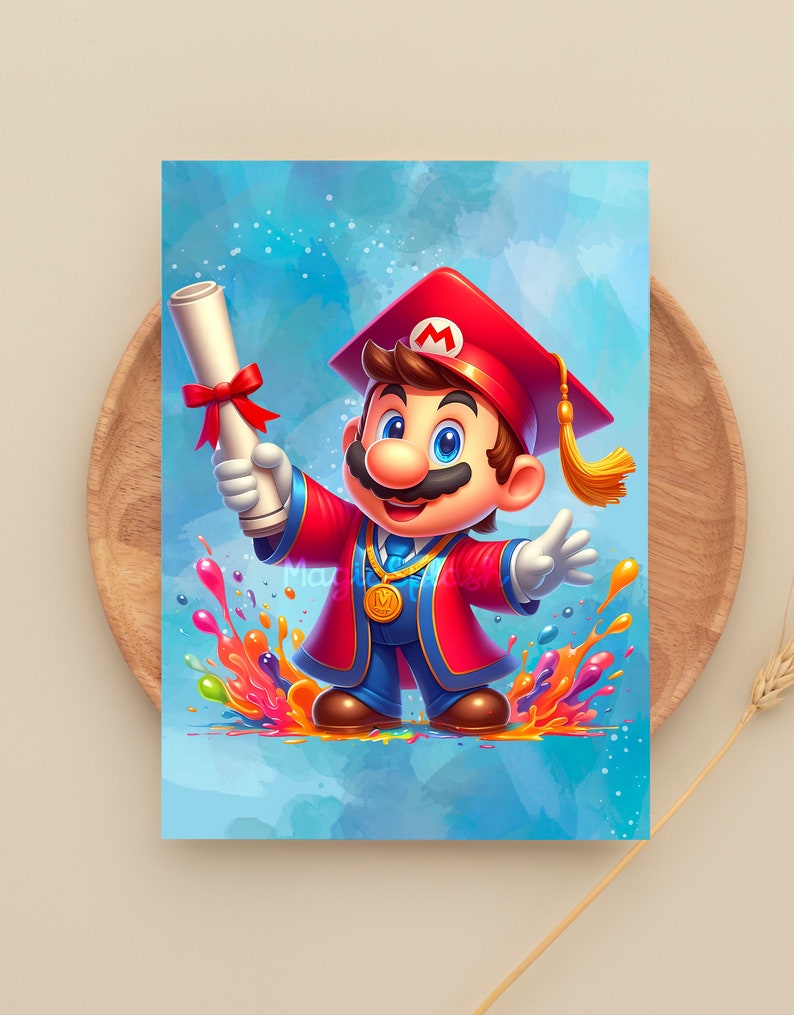Mario Abschlussfeier Clipart: Rainbow Splash PNG (Digitaler Download) Bild 3