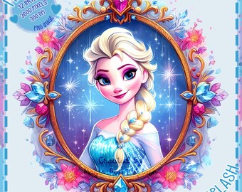 Elsas förtrollade spegel PNG: Akvarell prinsessa Clipart (digital nedladdning)