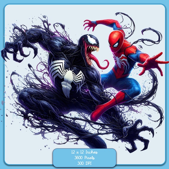 スパイダーマン vs ヴェノム クリップアート: 水彩スプラッシュ PNG