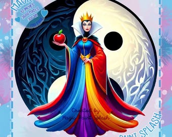 Evil Queen Watercolor Clipart: Snow White Villain PNG Image (Digital Download)