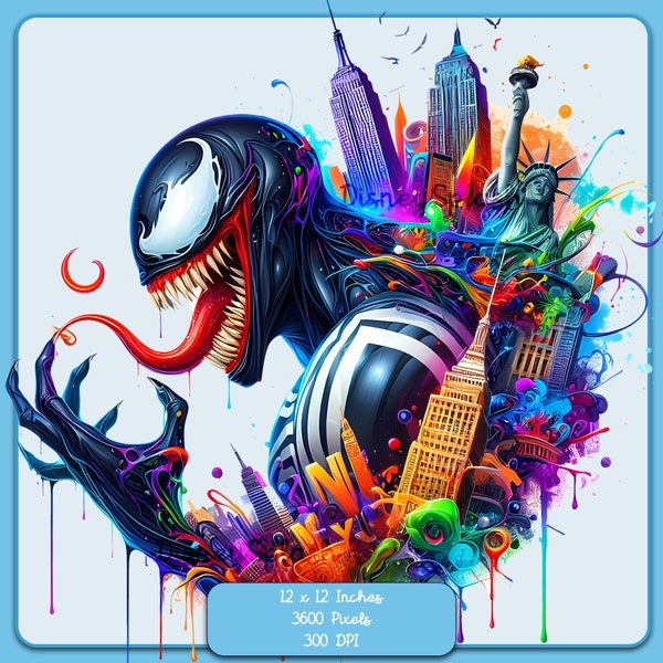 Venom Watercolor Splash, Clipart Images, Graphics and Artwork, Rainbow Aesthetic, PNG Movie Images