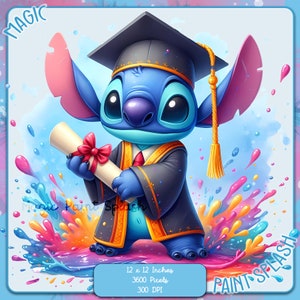 Obrazy clipart dyplomu ukończenia szkoły Stitch, grafiki i dzieła sztuki, estetyka tęczy, PNG słodkie obrazy ściegu