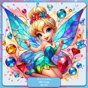 Fée clochette, pierres précieuses aquarelle, Images Clipart, graphiques et oeuvres d'art, esthétique arc-en-ciel, Images de princesse mignonnes PNG