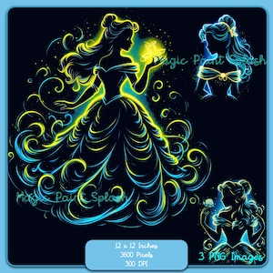 3 Belle Silhouette Images PNG, images Clipart, graphiques et oeuvres d'art, esthétique arc-en-ciel brillant, images PNG de princesse mignonne