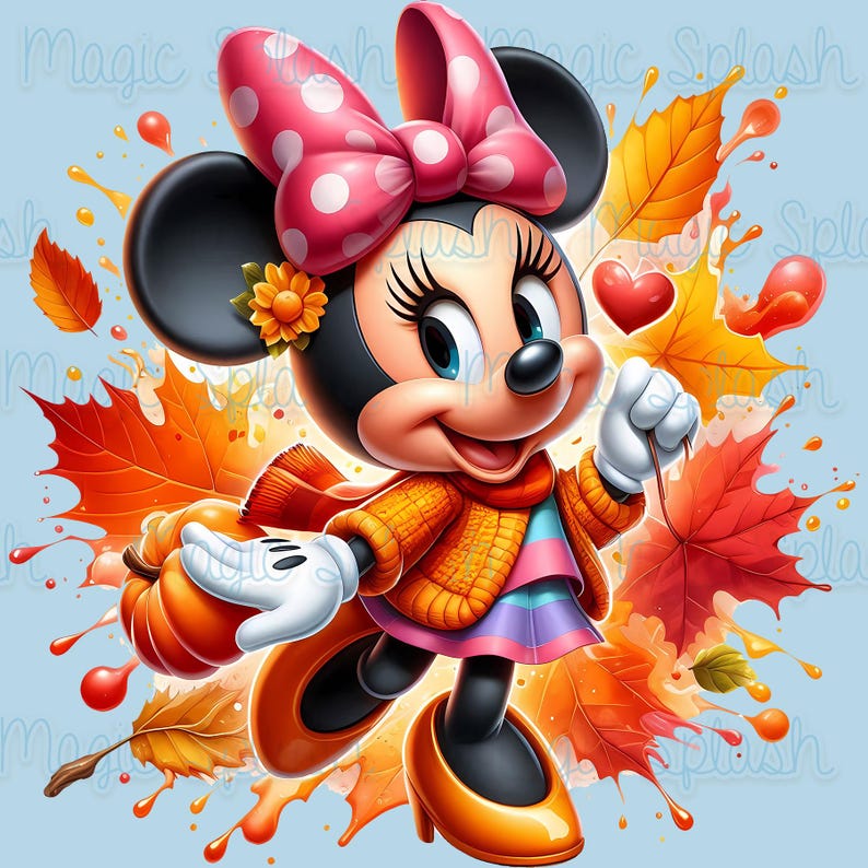 Falltime Minnie Mouse PNG: Watercolor Clipart Image (digital Download ...