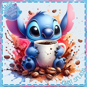 Images Clipart Café Stitch, Graphismes et oeuvres d'art, Esthétique arc-en-ciel, Images de personnages mignons PNG