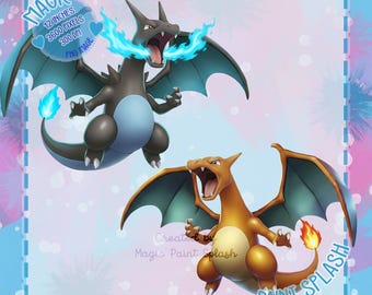 Charizard & Mega Charizard 2 PNG Images: Monster Clipart Image (Digital Download)