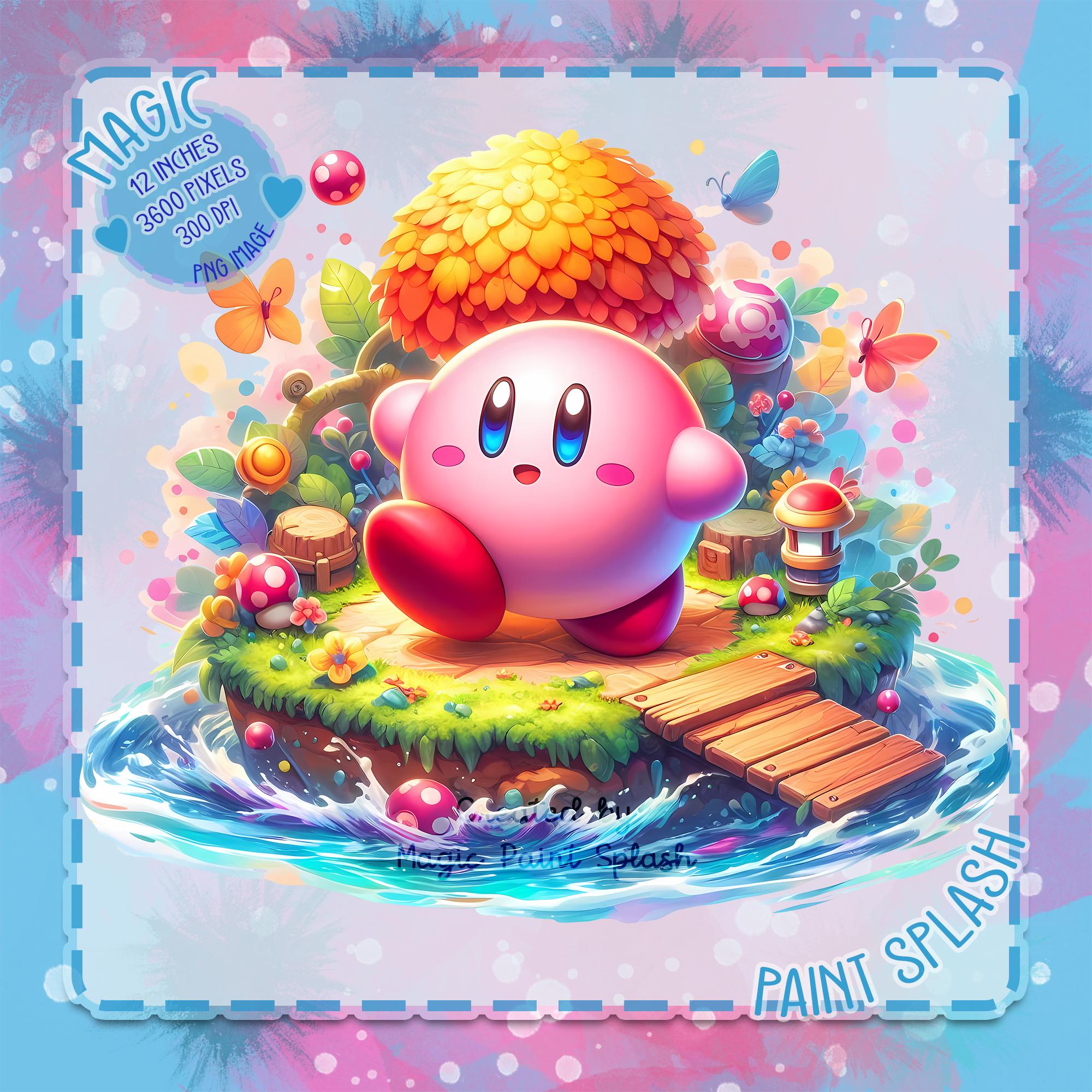 カービーの水彩画 PNG、レインボースプラッシュクリップアート