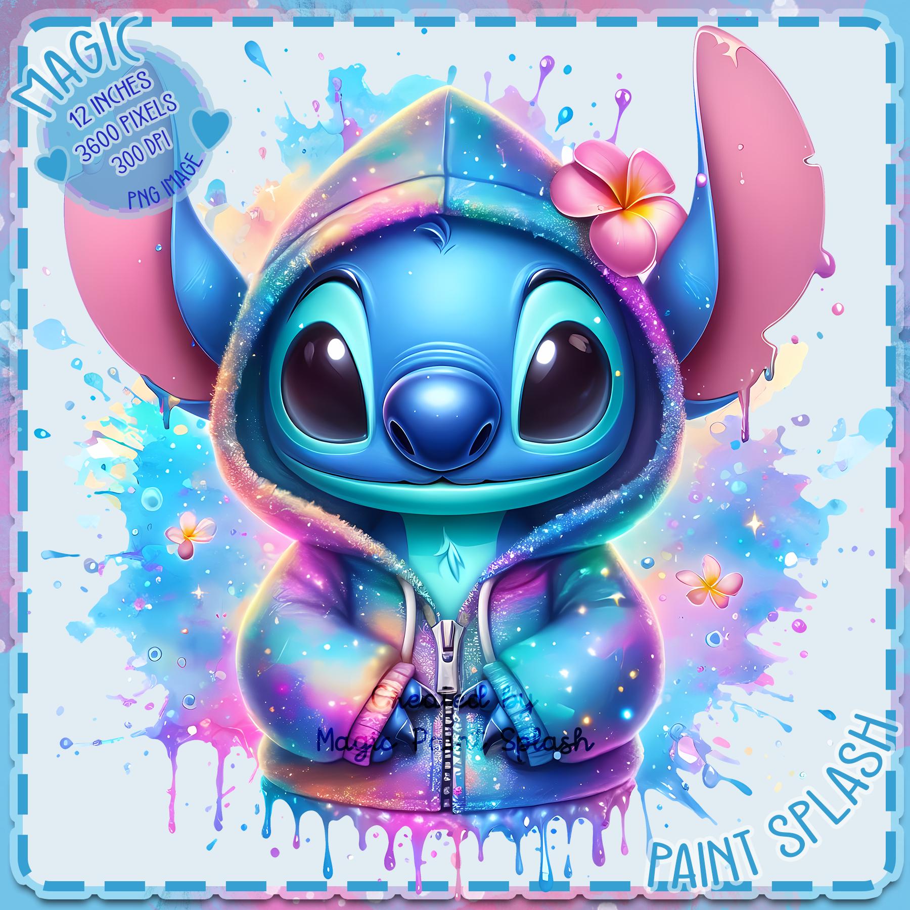 Stitch Glitter Hoodie Clipart: Rainbow Watercolor Splash (PNG) - Etsy