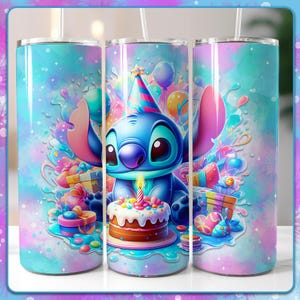 Birthday Stitch 20 Oz Tumbler Wrap, Tumbler Design, Sublimation Wraps, PNG Cute Stitch Images, Digital Download File