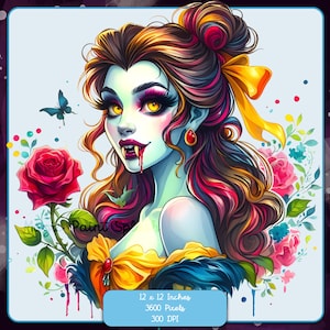 Vampire Belle Watercolor Splash, Clipart Images, Graphics and Artwork, Rainbow Aesthetic, PNG Dark Princess Images