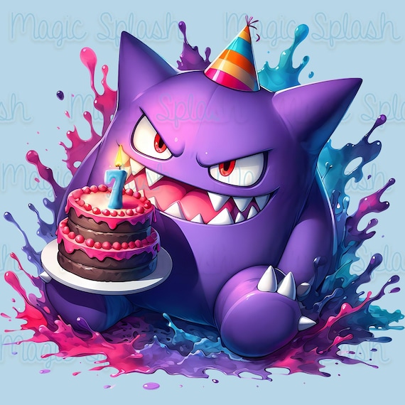 ゲンガー 7歳の誕生日 水彩スプラッシュ PNG、レインボーアート