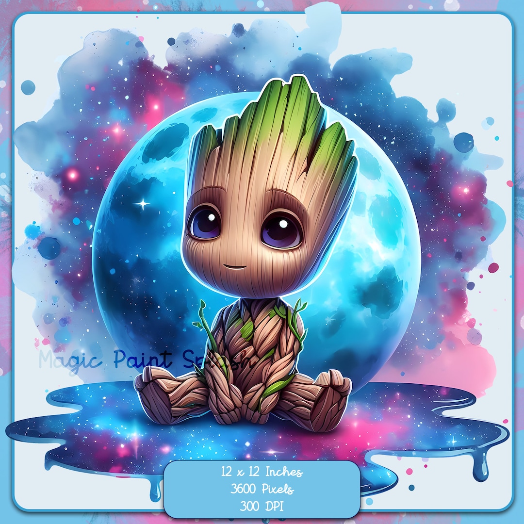 Clipart de Baby Groot Luna: Imagen PNG de acuarela (Descarga digital) -  Etsy México, image size:1080x1080