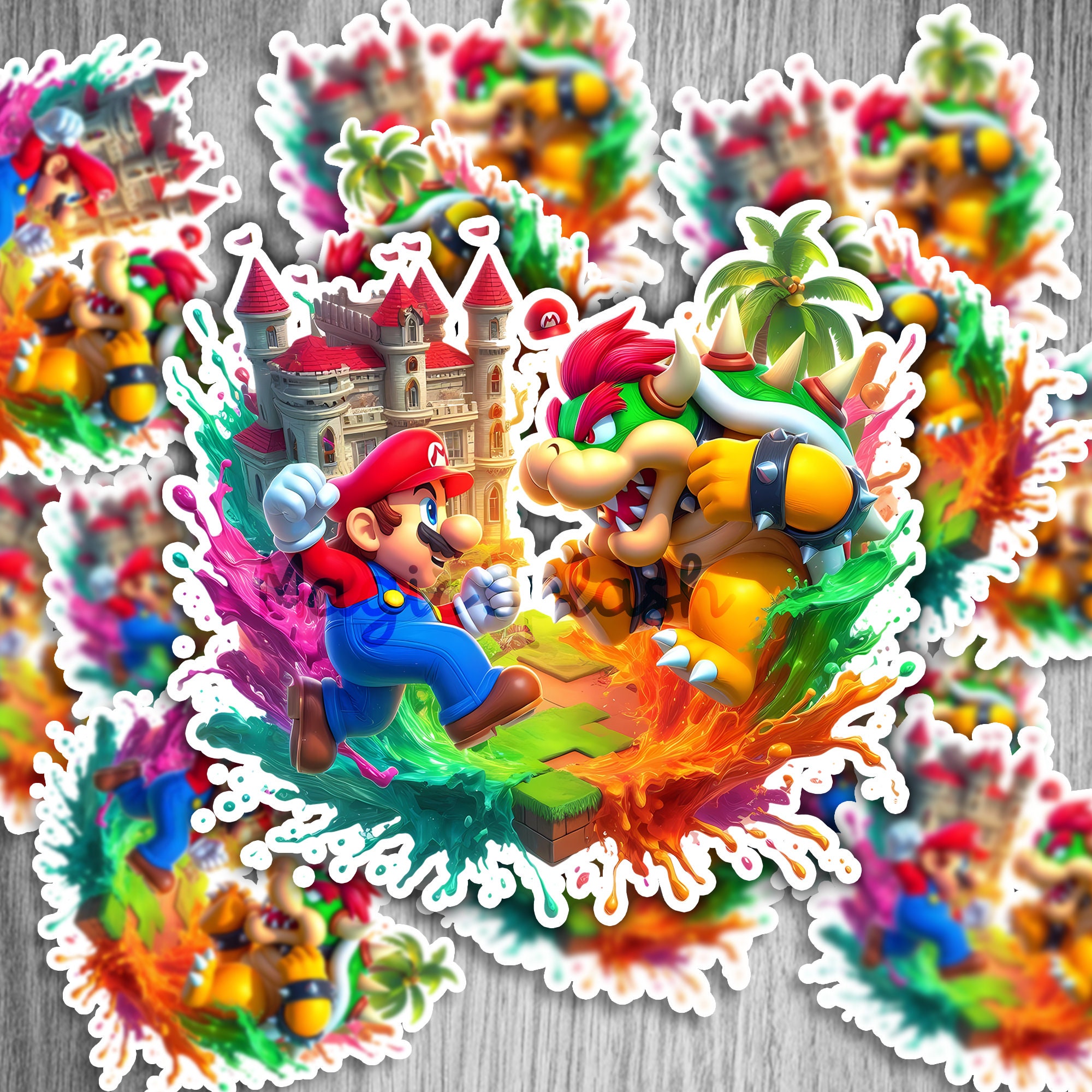マリオ対クッパ クリップアート: 水彩スプラッシュ PNG 画像 (デジタル