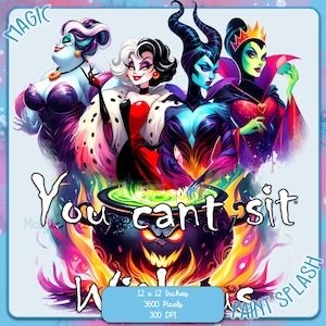 You Can't Sit With Us Villain Queens aquarel splash, clipartafbeeldingen, graphics en artwork, png-afbeeldingen Queen en Villain