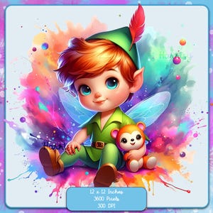 Baby Peter Aquarell Splash, Clipart-Bilder, Grafiken und Kunstwerke, Regenbogen Ästhetik, PNG süße kleine Charakterbilder