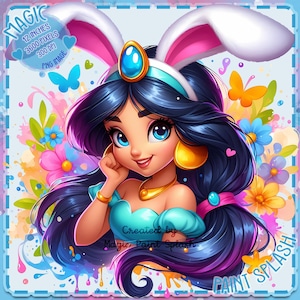 Easter Jasmine Clipart: Watercolor Princess PNG (Digital Download)