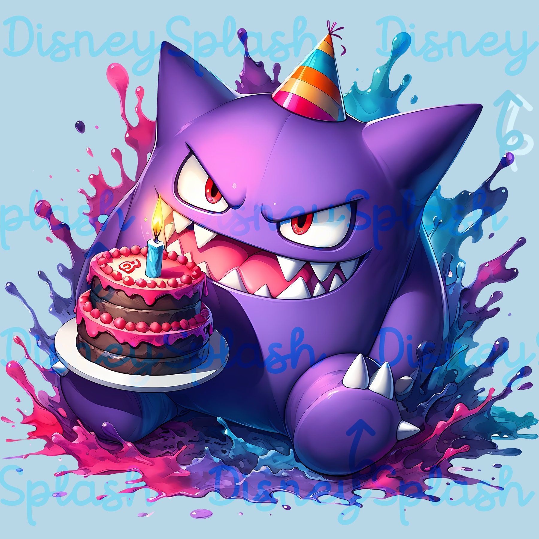 ゲンガーバースデー水彩スプラッシュPNG画像（デジタルダウンロード