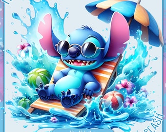 Summertime Stitch Clipart: Beach Day PNG Image (Digital Download)