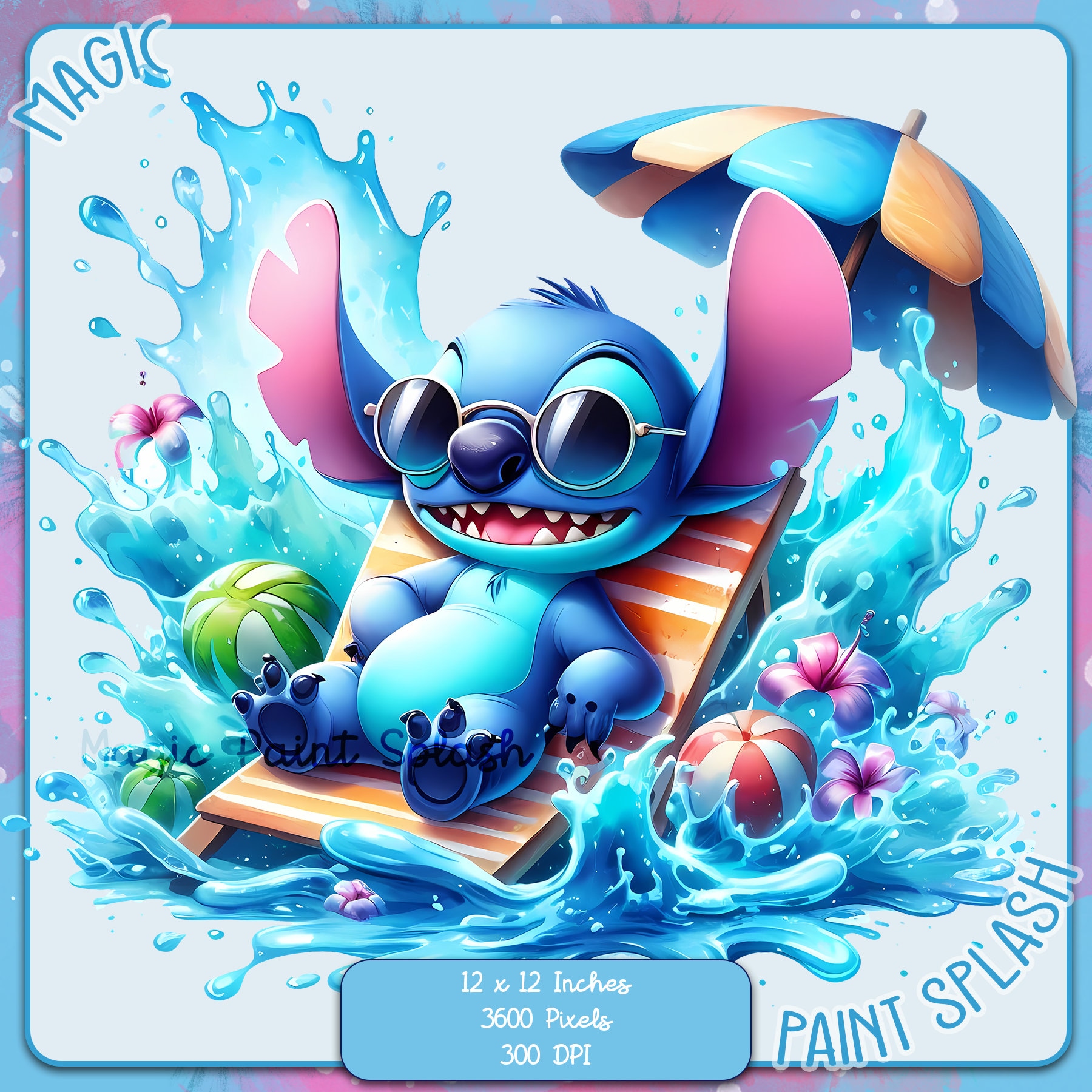 Summertime Stitch Clipart: Beach Day PNG Image (digital Download