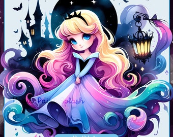 Gothic Aurora Clipart: Watercolor Dark Princess PNG (Digital Download)