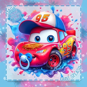 Baby McQueen aquarel clipart: kinderkamer decor (digitale png-download)