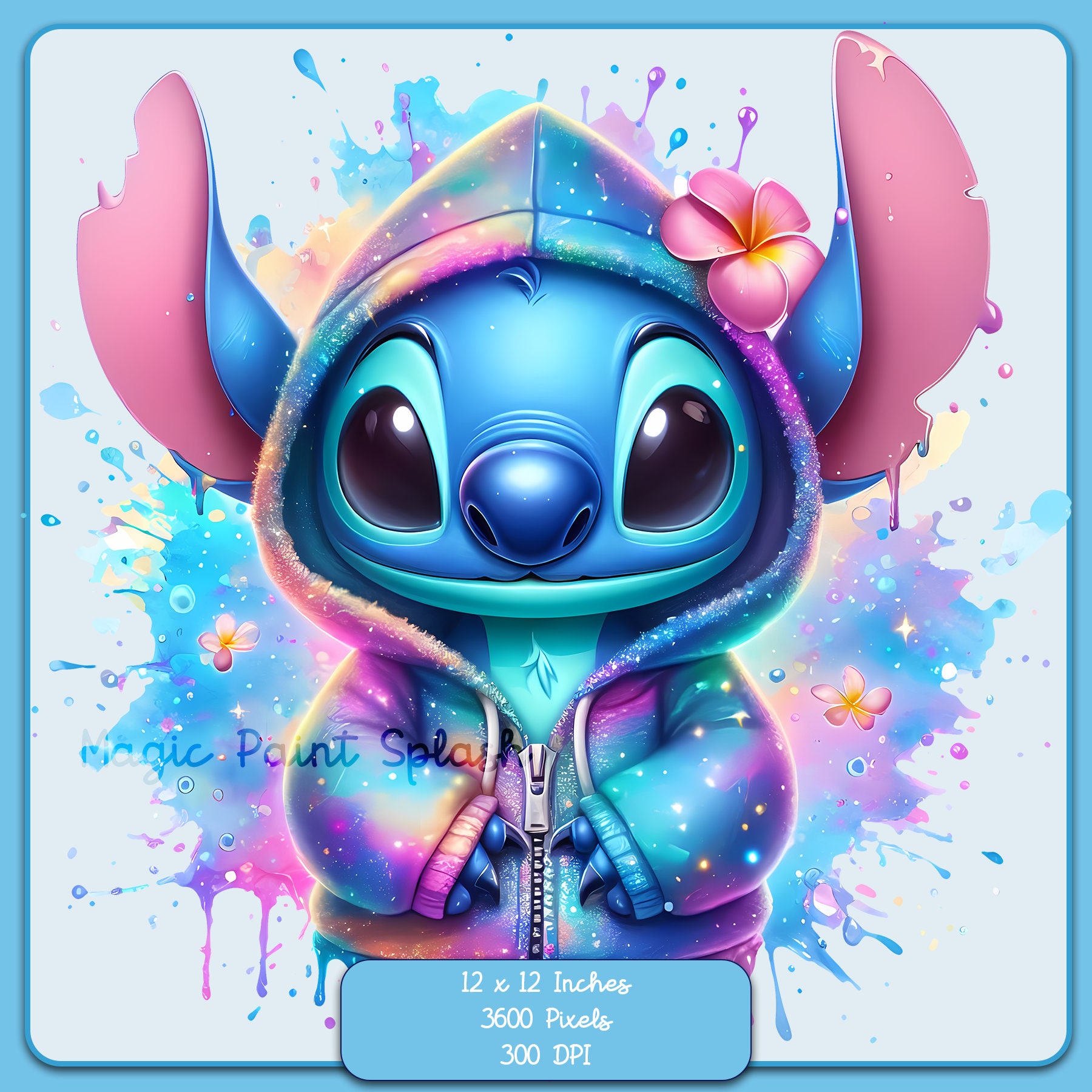 Stitch Glitter Hoodie Clipart: Rainbow Watercolor Splash (PNG) - Etsy