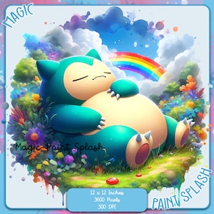 Snorlax Rainbow aquarel Splash PNG-afbeelding, clipartafbeeldingen, afbeeldingen en illustraties, PNG schattige Pocket Monster-afbeeldingen