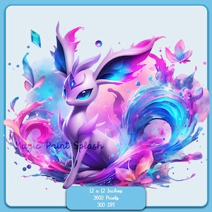 Aquarelle Splash Espeon, Images Clipart, Graphiques et oeuvres d'art, Esthétique arc-en-ciel, Images PNG mignon petit monstre