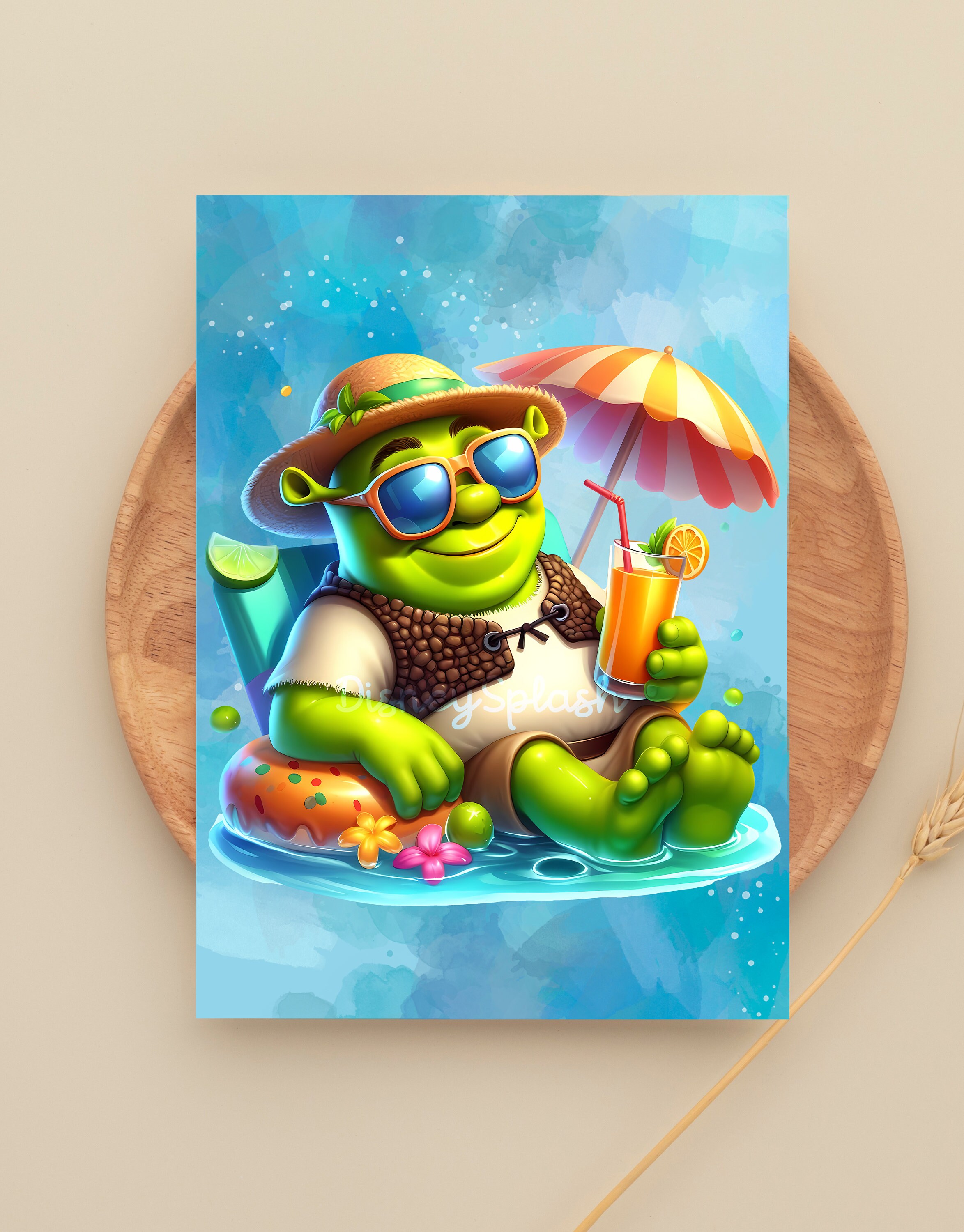 Lounging Shrek Watercolor Splash, Clipart Images, Graphics and Artwork