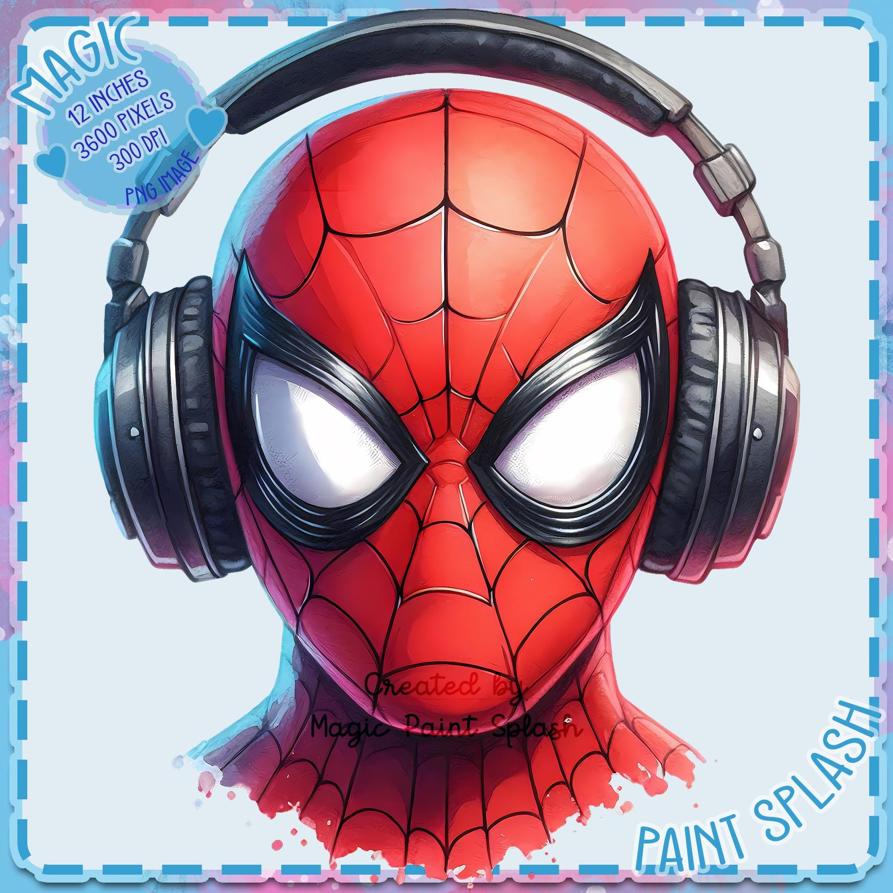 スパイダーマン　レーザーアート スパイダーマン ゲーマー ヘッドセット PNG クリップアート画像