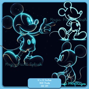 3 imágenes PNG de silueta de Mickey, imágenes prediseñadas, gráficos y obras de arte, estética del arco iris brillante, imágenes mágicas del ratón PNG