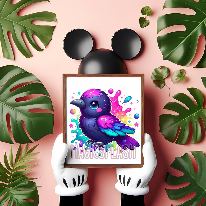 Rainbow Raven Watercolor Clipart: Splash PNG Image (digital Download ...