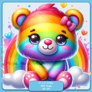 Aquarelle ours arc-en-ciel splash, Images Clipart, graphiques et oeuvres d'art, esthétique arc-en-ciel, Images animaux PNG, Clipart ours kawaii